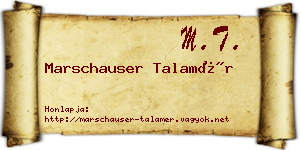 Marschauser Talamér névjegykártya